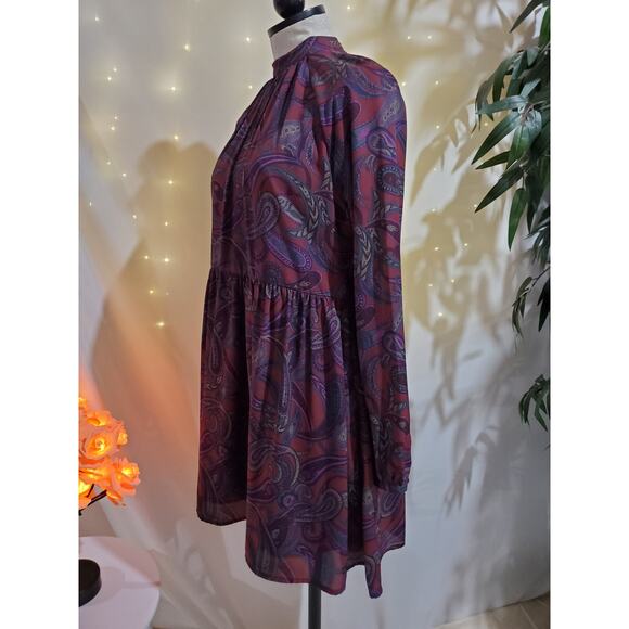 Jack by BB Dakota Triston Paisley High Neck Mini Dress Womens Size S Flowy Boho - Picture 6 of 16